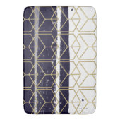 Hexagon Modern Navy Blue Gold Geometric Glam Badmat (Voorkant Verticaal)