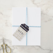 Hexagon Modern Navy Blue Gold Geometric Wedding Cadeaulabel (Met Touw)