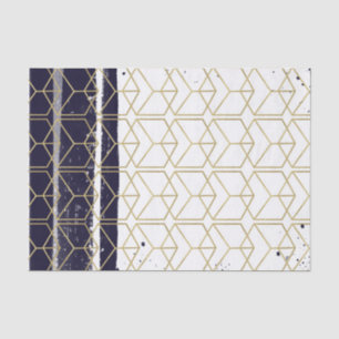 Hexagon Modern Navy Blue Gold Geometric Wedding Tissuepapier