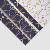 Hexagon Modern Navy Blue Gold Geometric Wedding Tissuepapier (Detail)