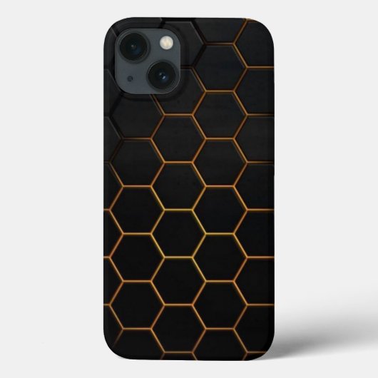Hexagon noir et or Coque-Mate coque iphone (Verso)