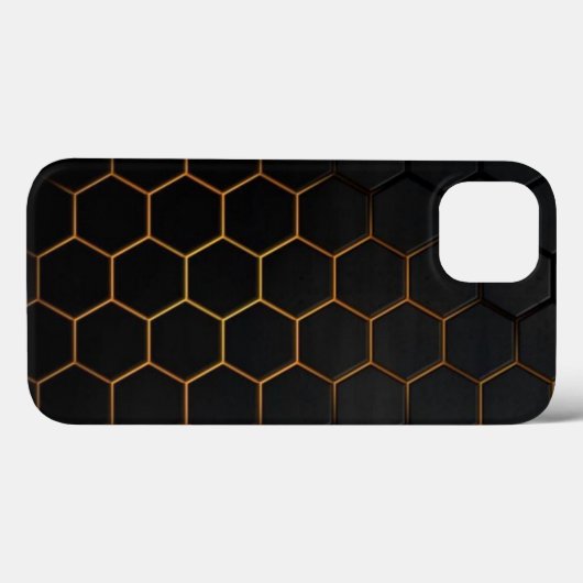 Hexagon noir et or Coque-Mate coque iphone (Verso (horizontal))