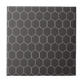 Hexagon Pattern Black Tegeltje (Voorkant)