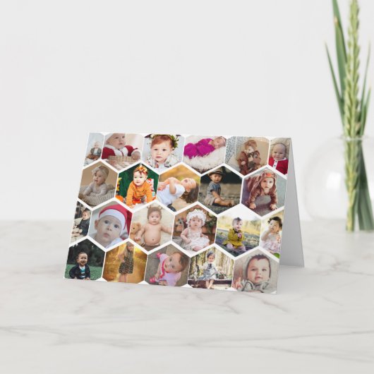 Hexagon Photo Collage Aankondiging (Voorkant)