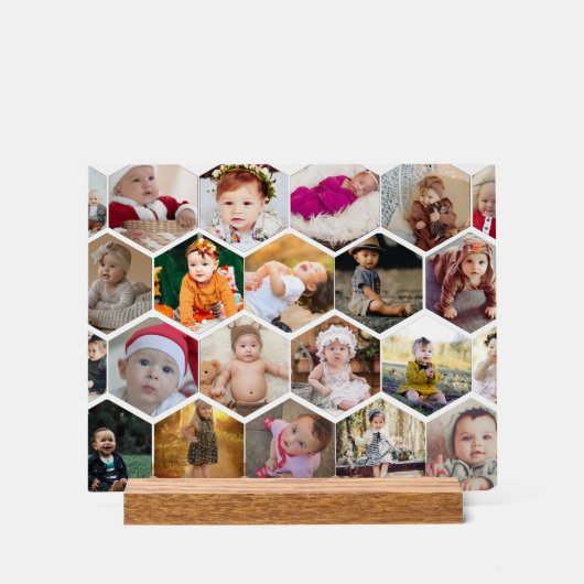 Hexagon Photo Collage Acryl Bord (Voorkant)