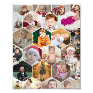 Hexagon Photo Collage Foto Afdruk