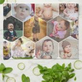 Hexagon Photo Collage Theedoek (Gevouwen)