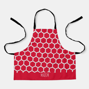 Hexagon Rood Wit Minimaal Patroon Schort