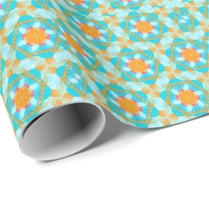 Hexagon Turquoise Pink Wrapping Paper Cadeaupapier
