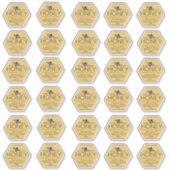 Hexagon-vormige Honing Label met Yellow Bee (Voorkant)