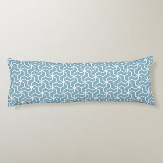 Hexagonal Geometric Pattern in Duck Egg Blue Lichaamskussen (Achterkant)
