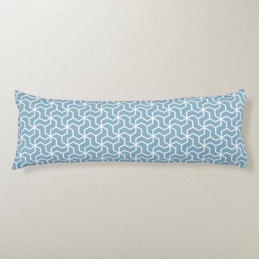 Hexagonal Geometric Pattern in Duck Egg Blue Lichaamskussen (Voorkant)