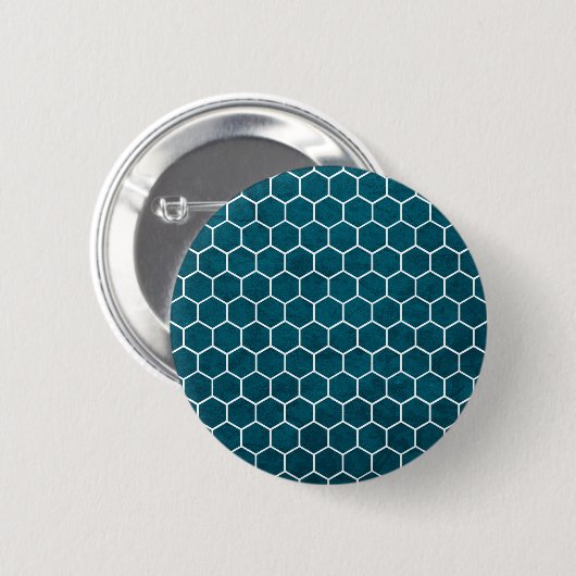 Hexagonal Hexagon Pattern Deep Blue Ronde Button 5,7 Cm (Voorkant /achterkant)