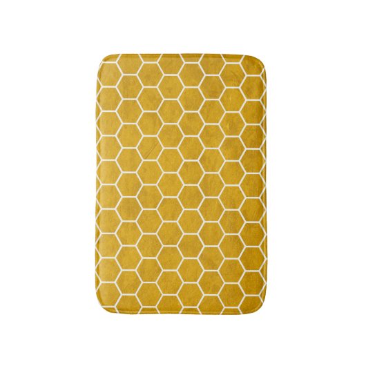 Hexagonal Hexagon Pattern Yellow Badmat (Voorkant Verticaal)