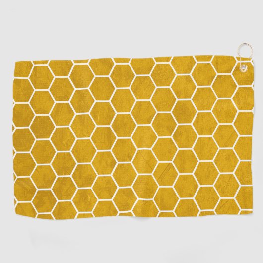 Hexagonal Hexagon Pattern Yellow Golfhanddoek (Horizontaal)