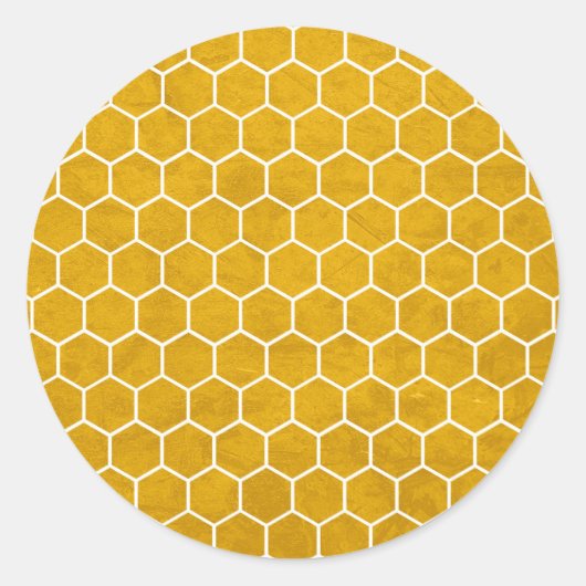 Hexagonal Hexagon Pattern Yellow Ronde Sticker (Voorkant)