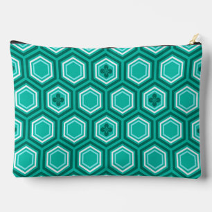 Hexagonal Kimono Print, Blauwgroen, Aqua en White Etui