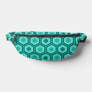 Hexagonal Kimono Print, Blauwgroen, Aqua en White Heuptasje