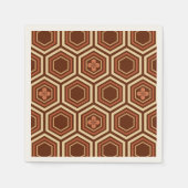 Hexagonal Kimono Print, bruin en beige Servetten (Voorkant)
