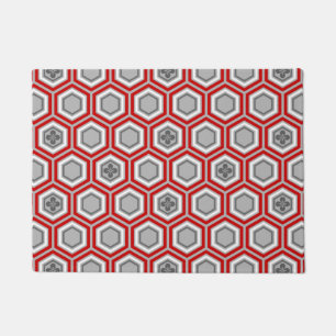 Hexagonal Kimono Print, Red en Grey/Grey Deurmat