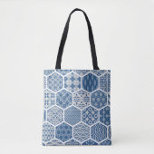 Hexagonal Pattern Tas in Blue & Grey (Voorkant)