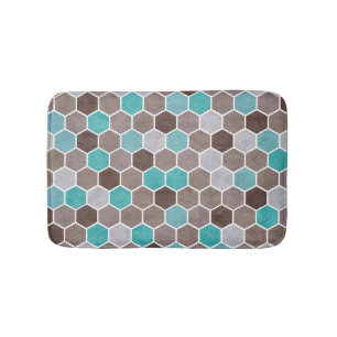 Hexagonal Textern Blue Brown Badmat