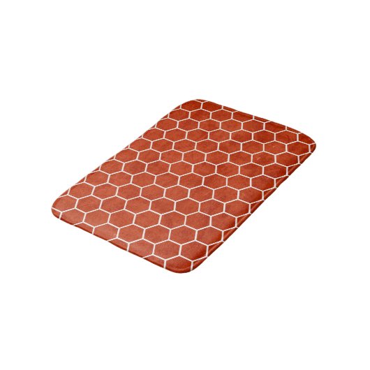 Hexagonal Textured Pattern Rustic Barn Red Badmat (Gekanteld)