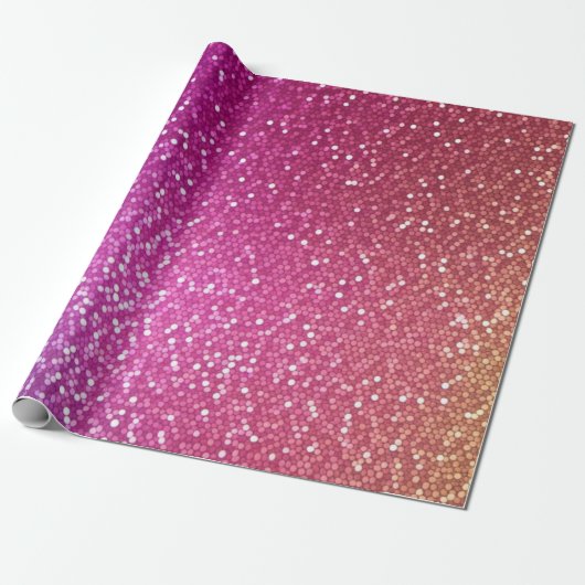 Hexagonale glitter regenbooggradiënt cadeaupapier (Uitgerold)