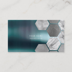 Hexagone Blauwgroen metallische staalmarmer Silver Visitekaartje