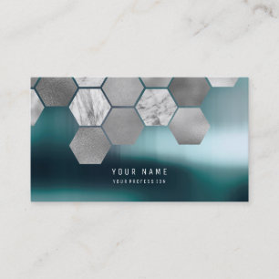 Hexagone Blauwgroen metallische staalmarmer Silver Visitekaartje