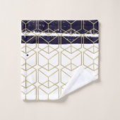 Hexagone Bleu marine moderne géométrique doré Glam (Gant de toilette)