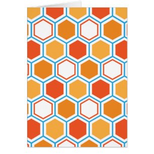 Hexagone en orange, bleu et blanc