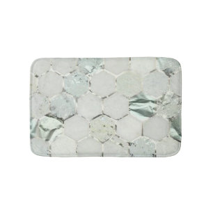 Hexagone Mint Green Aqua Marble Metallic Badmat