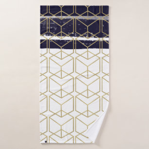 Hexagone Moderne Bleu Nuit Or Géométrique Glamour