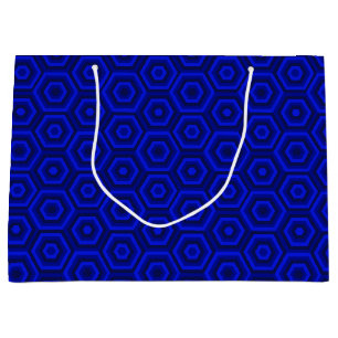 Hexagones imbriqués Bleu Grand sac cadeau