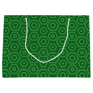 Hexagones verts imbriqués Grand sac cadeau