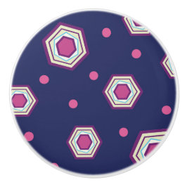 Hexagons Blue Ceramic Pull Knop