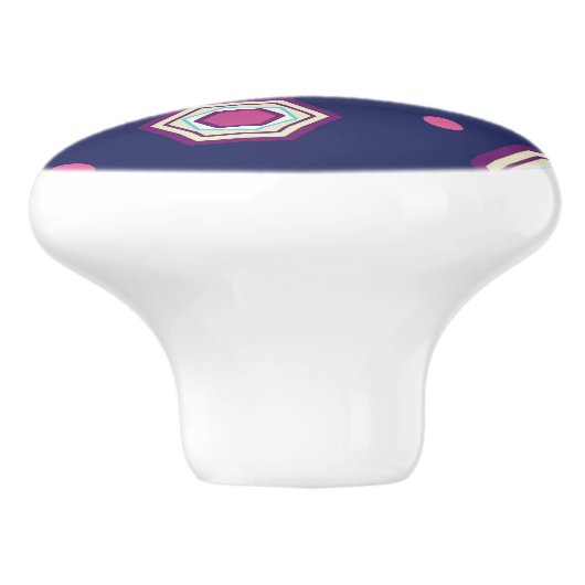 Hexagons Blue Ceramic Pull Knop (Zijkant)