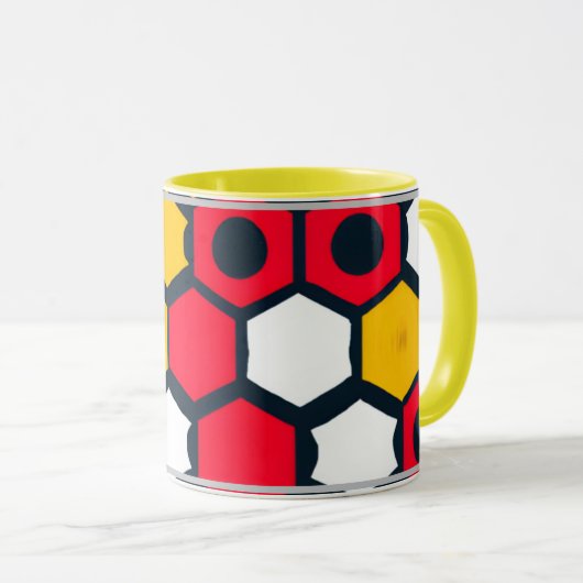 Hexagons de Mug rouge et jaune (Devant droit)