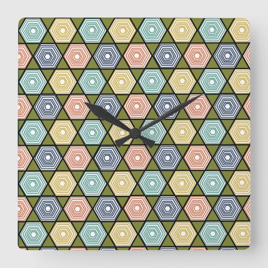 Hexagons en driehoeken vierkante klok (Voorkant)
