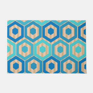 Hexagons en Stripes - Zee en zand Deurmat