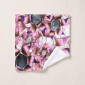 Hexagons entourés de formes pétales roses (Gant de toilette)