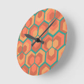 Hexagons Fleurs Horloge ronde (Angle)