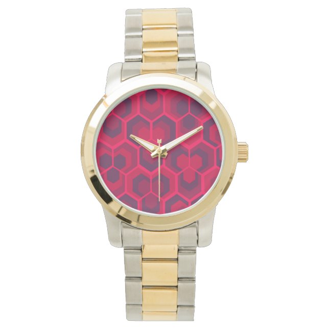Hexagons Flowers Horloge (Voorkant)