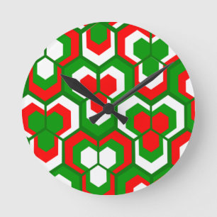 Hexagons Flowers  Ronde Klok