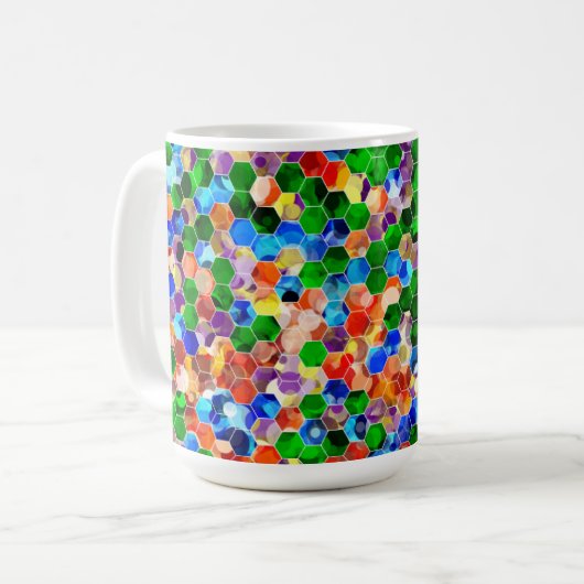 Hexagons horizontaux Piecsimilés point 15 oz Mug (Devant gauche)