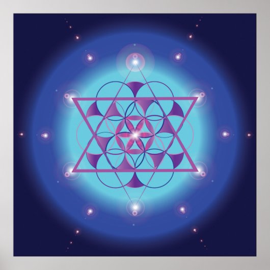 Hexagram, bloem Gebied, ultraviolet blauw Poster (Voorkant)