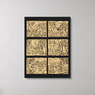 Hexaptych van heksen na Guazzo 18x24 Canvas Afdruk