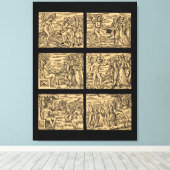 Hexaptych van heksen na Guazzo 30x40 Canvas Afdruk (Insitu (Houten vloer))