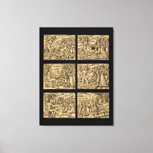 Hexaptych van heksen na Guazzo 30x40 Canvas Afdruk